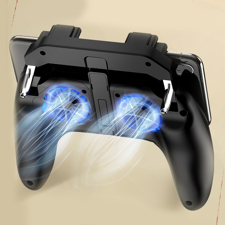 Tay cầm chơi game PUBG/FF/ROS có TẢN NHIỆT ĐÔI tích hợp sạc dự phòng H10