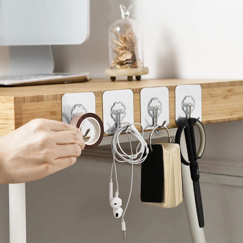A-LIFE Móc Treo Đồ Dán Tường Trong Suốt Chắc Chắn Chống Thấm Nước Tái Sử Dụng Tiện Lợi