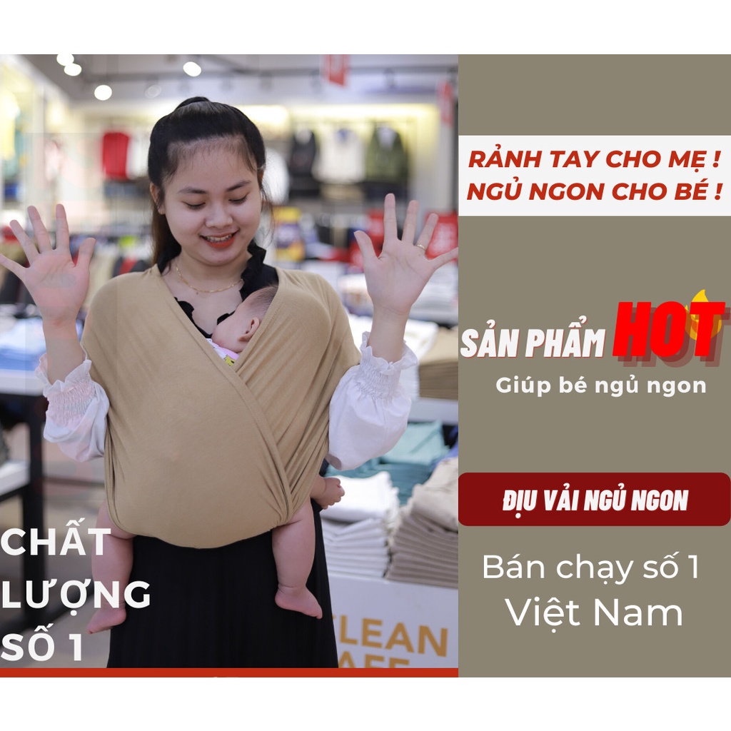 Địu vải em bé sling Cao Cấp 2Em ngủ ngon - chỉnh Size - Trợ lực - 0-24 tháng mềm mại, thoáng khí, co giãn