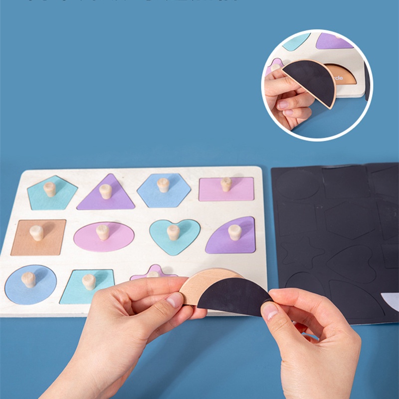 Bộ đồ chơi xếp hình Treeyear nhiều hình dạng bằng gỗ montessori có núm vặn cho trẻ em 1-3 tuổi