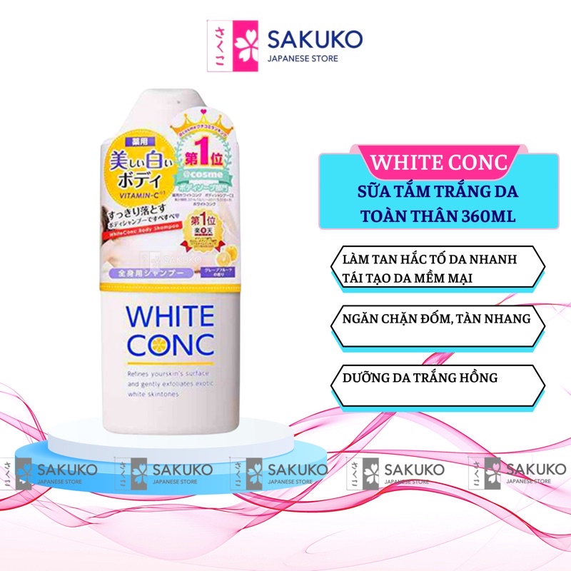 Sữa Tắm Trắng Da Toàn Thân WHITE CONC Nhật Bản (360ml) - SAKUKO