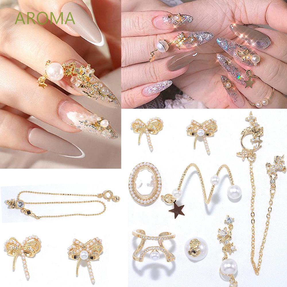 [Hàng mới về] Bộ 2 món phụ kiện kim loại hình bướm 3D dán trang trí móng tay