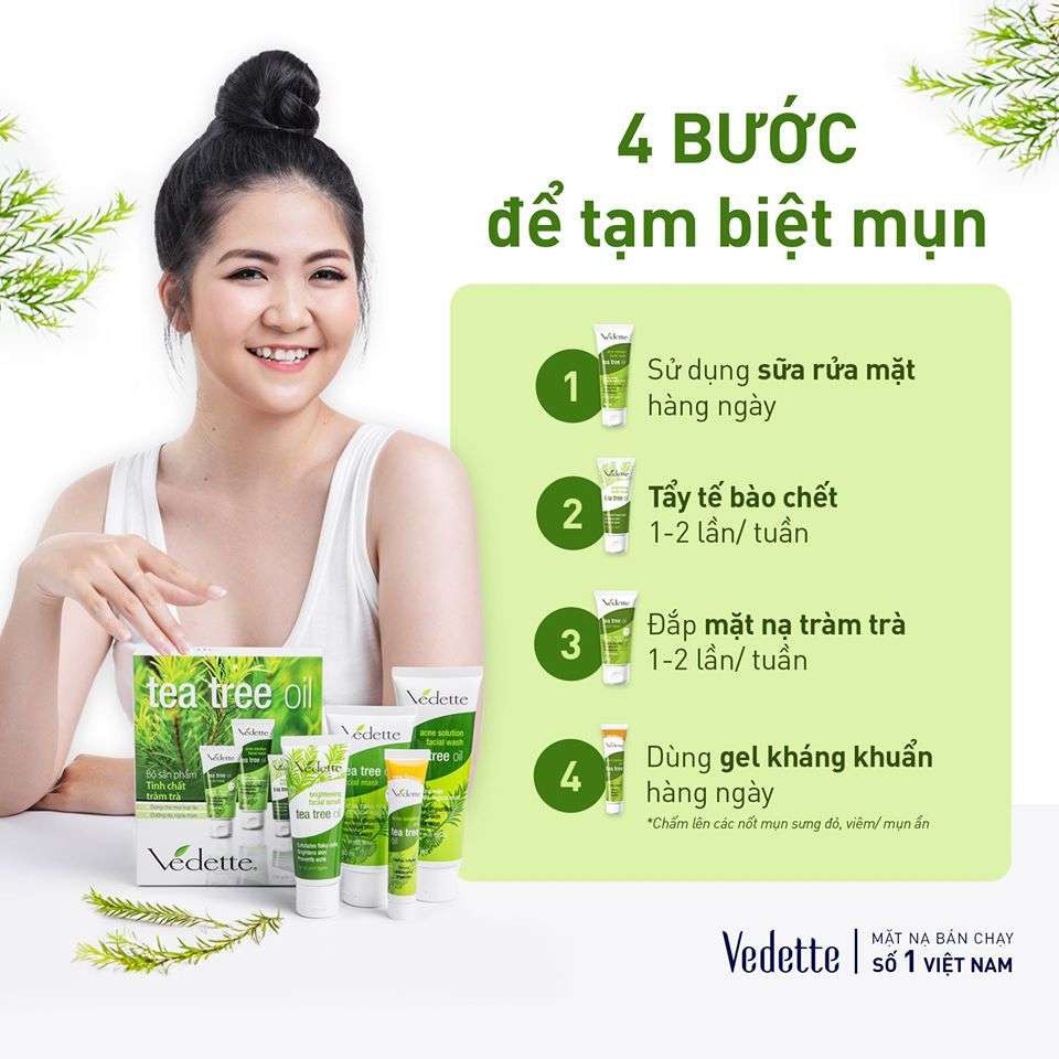 Mặt Nạ Đất Sét Tràm Trà 80ml Tea Tree Oil VEDETTE - NGỪA MỤN VÀ THANH LỌC DA - TP030090054240