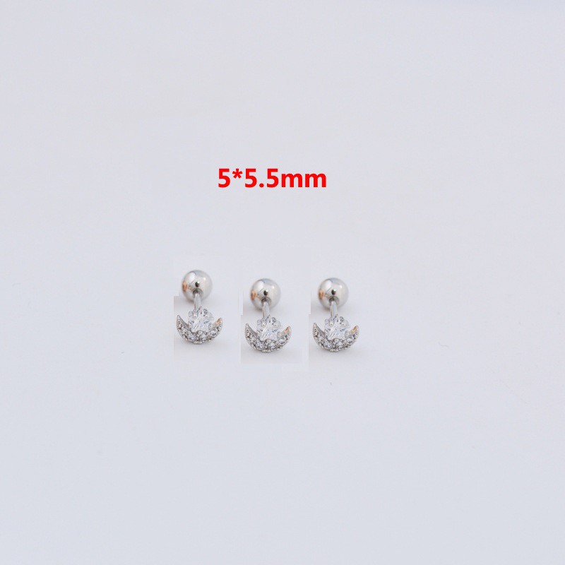 Khuyên titan Moonstar đính kim thân 0.8mm không dị ứng MSK11