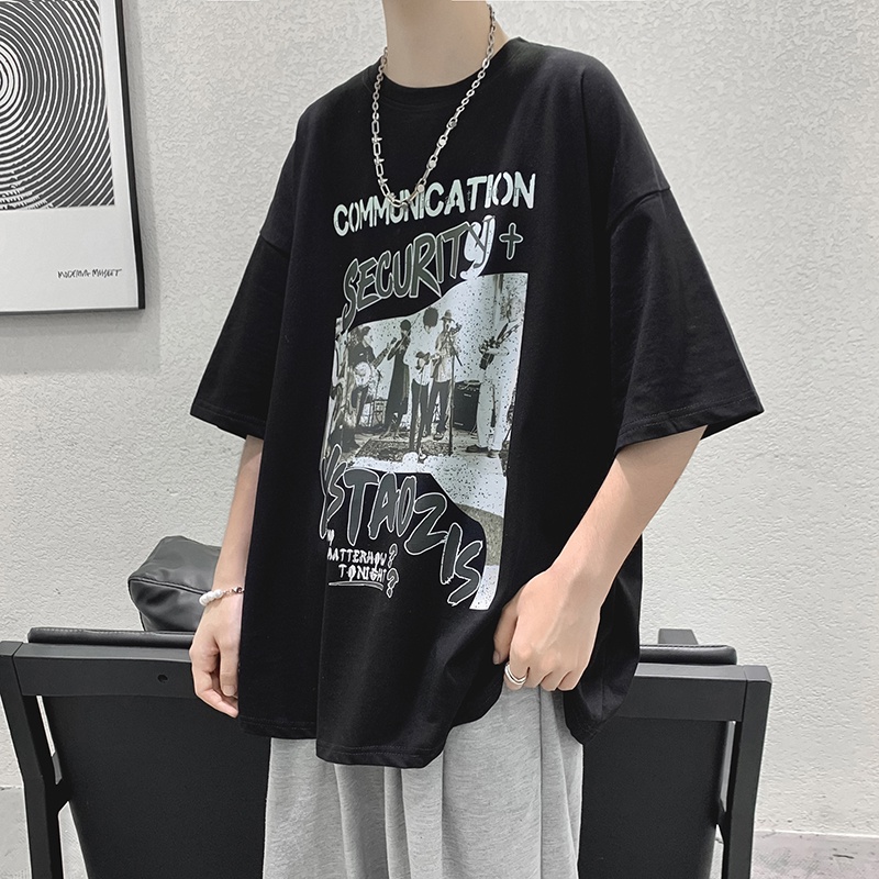 Áo thun tay ngắn dáng rộng size lớn S-8XL phong cách hip hop mới thời trang mùa hè năng động