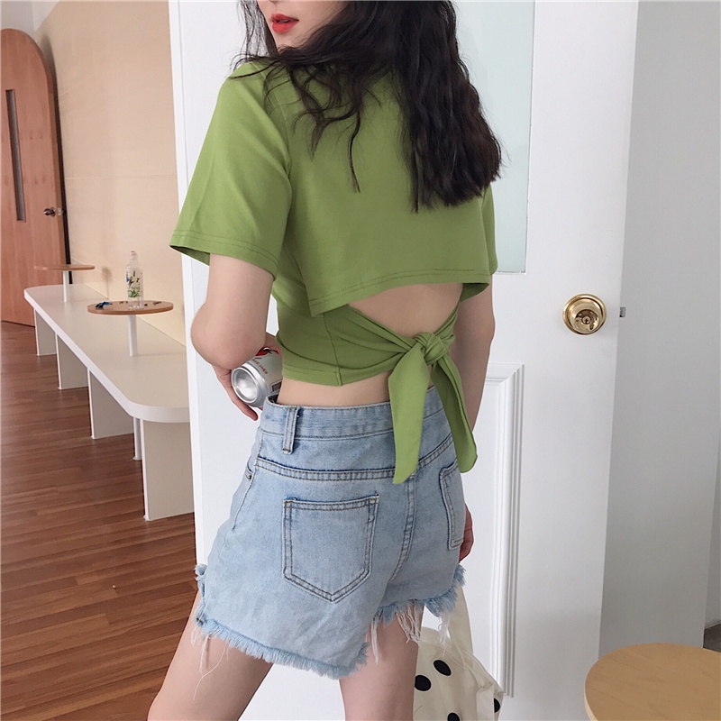 SUXI Áo Thun Tay Ngắn Cổ Tròn Màu Sắc Đơn Giản Dễ Phối Đồ Hợp Thời Trang Hè