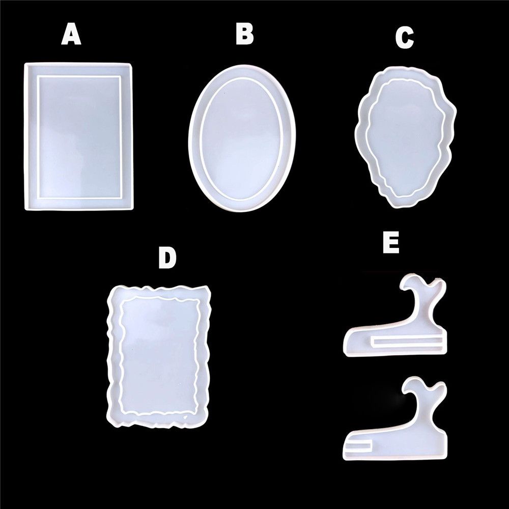 Khuôn Nhựa Làm Khung Ảnh DIY Có Giá Đỡ|Khuôn Silicone Làm Trang Sức Hình Vuông Tròn