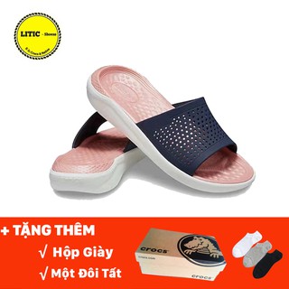 dép literide slide màu hồng quai xanh navy❤️FREESHIP❤️dép cross nam nữ LTRLE05 (Hồng Vân Shop)
