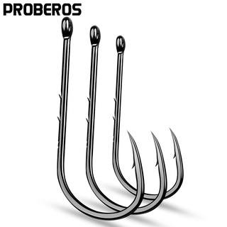 Proberos 50 Móc Câu Cá Đơn 2/0-6/0 Đen Thép Gai Jig Lớn Takcle