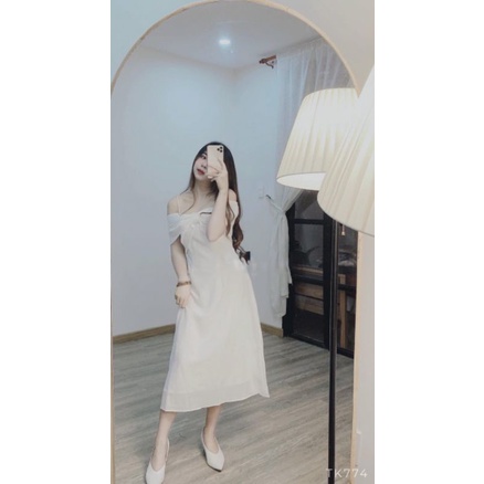 Đầm dự tiệc trễ vai 2 dây nơ ngực xinh xắn Cherry Dress | BigBuy360 - bigbuy360.vn