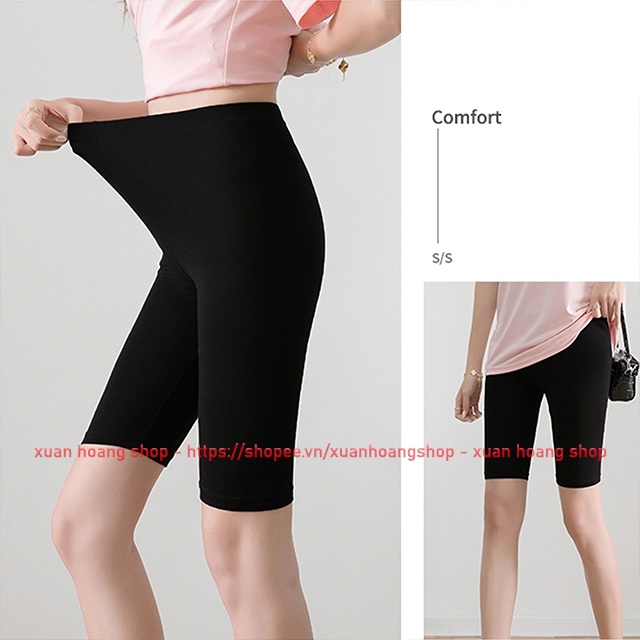 Quần Legging Nữ Tập Gym Yoga Biker Thể Dục Lửng Ngắn Chất Liệu Lanh Mát, Co Giãn Cạp Cao