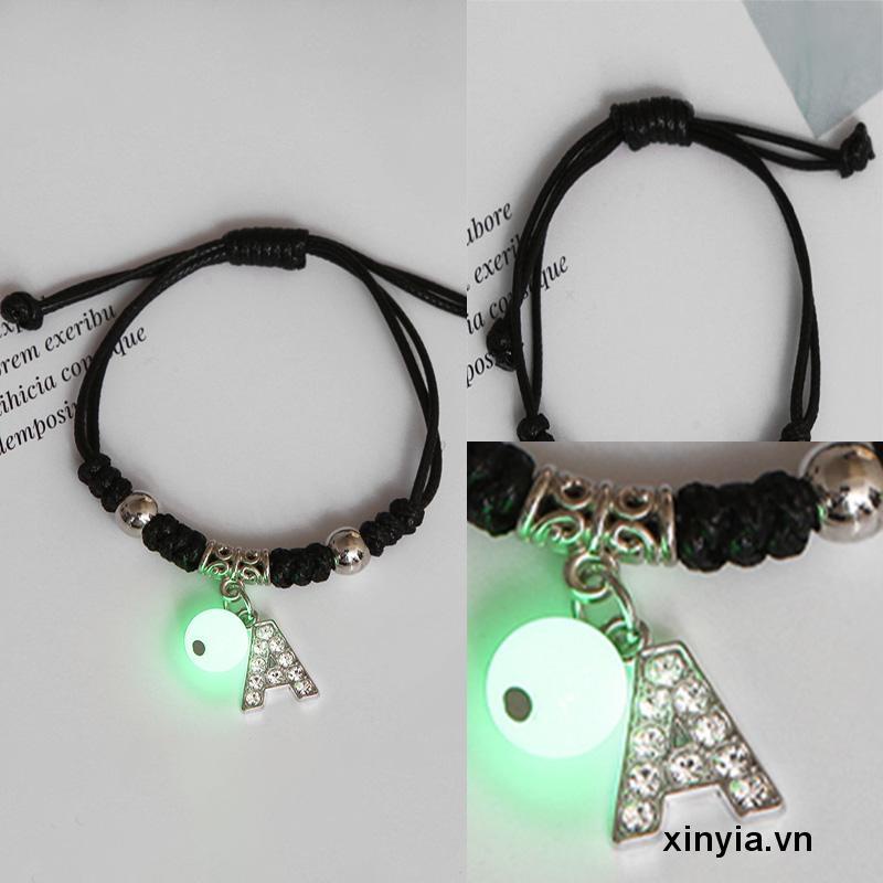 Vòng Tay Dây Bện Mặt 26 Chữ Cái Tiếng Anh Phát Sáng Thời Trang Cho Cặp Đôi