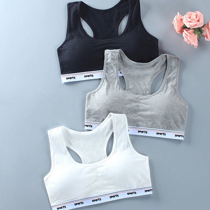 Haha Áo Ngực Thể Thao Màu Trơn In Chữ Racerback Có Đệm Mút Cho Nữ Và Tuổi Teen