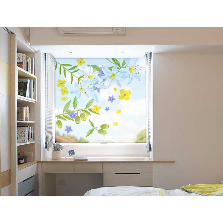 Decal Dán Kính Cao Cấp -Hoa Bụp Vàng ( 60x58cm )