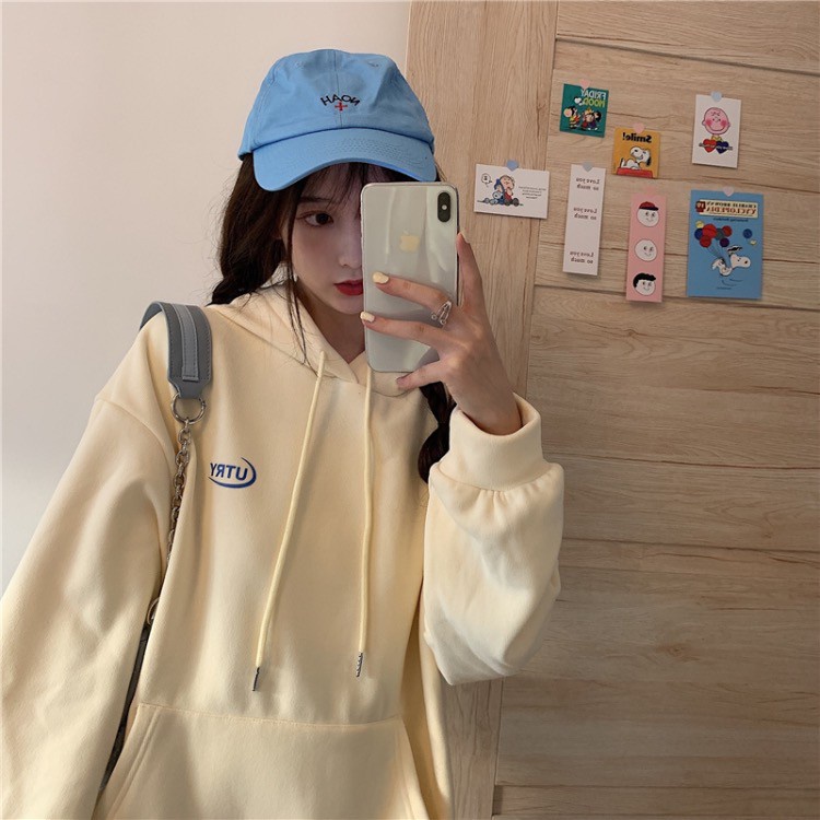 ❤❤Áo kiểu Hàn Quốc thiết kế dễ thương cho bé gái♡Áo khoác hoodie dáng rộng phối nhung dày thời trang mùa đông ấm áp
