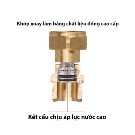 Khớp xoay chống xoắn dây máy xịt rửa cao áp, lắp vào súng xịt chân ren 22mm