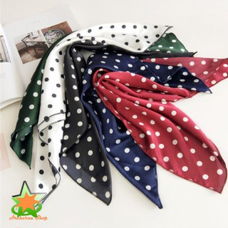 Khăn turban lụa satin vuông chấm bi