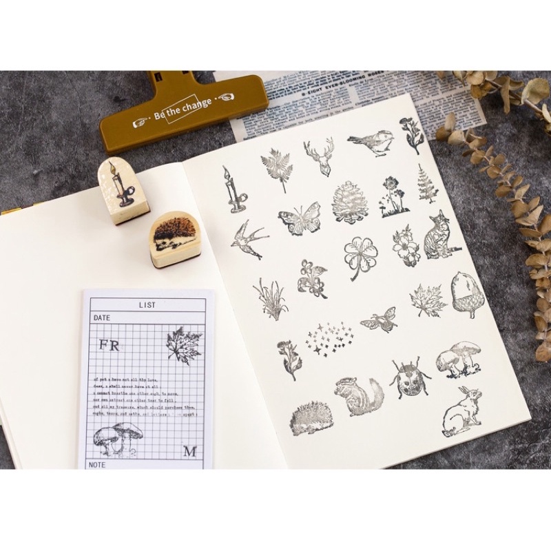 Stamp con dấu gỗ mini động vật SP001