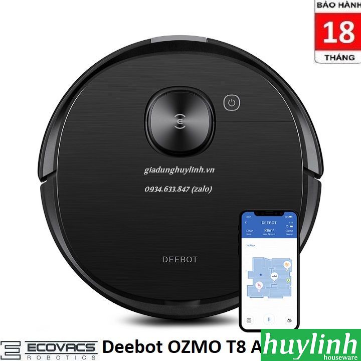 Robot hút bụi lau nhà Ecovacs Deebot OZMO T8 AIVI [DBX11-11] - Quốc Tế - Chính hãng BH 18 tháng