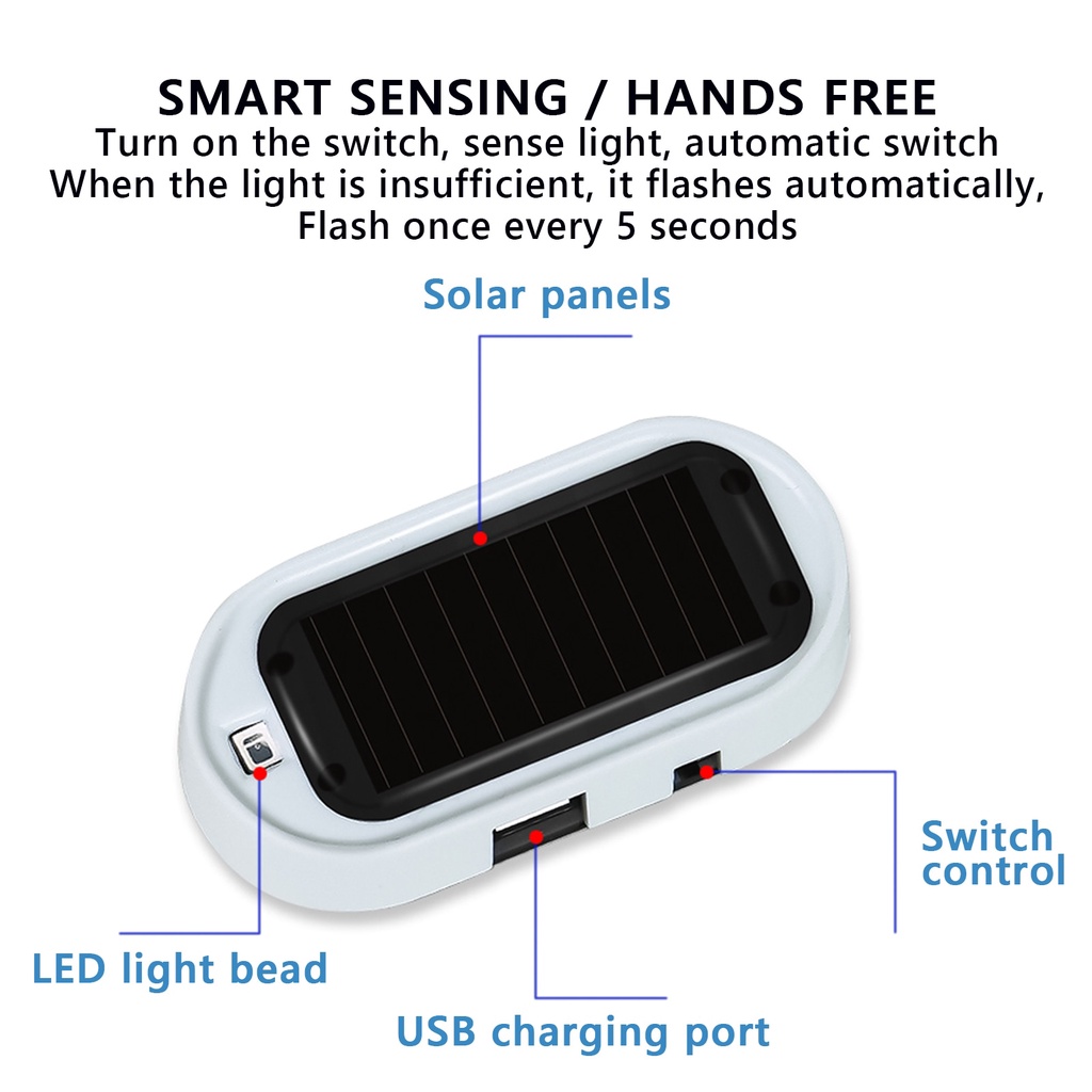 Đèn Led Cảnh Báo Cảm Biến Không Dây Chống Trộm Sử Dụng Năng Lượng Mặt Trời Cho Xe Hơi