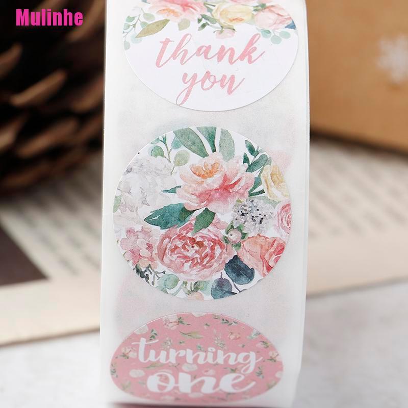Cuộn 500 miếng dán Thank You họa tiết hoa cho đám cưới