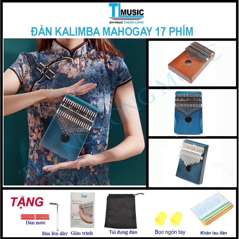 KA03 Đàn Kalimba 17 Phím Cho Người Mới Tập _ Tặng Hướng Dẫn , Túi , Búa , Khăn Lau