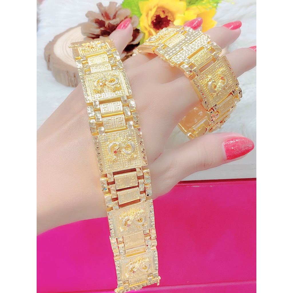 UHA - Lắc tay nam bản lớn mạ 18k hình rồng mẫu mới L478VCK-575