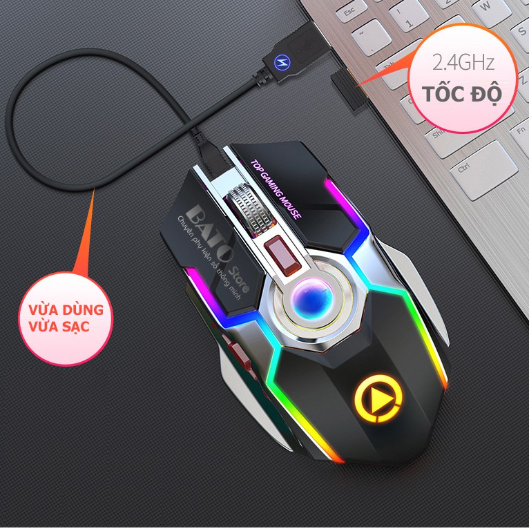 [ĐỘC QUYỀN] Chuột Không Dây Gaming A5 Led RBG 7 màu, Pin Sạc, Fullbox - Cực đẹp - Cực Độc - Tặng Lót Chuột Xịn | BigBuy360 - bigbuy360.vn