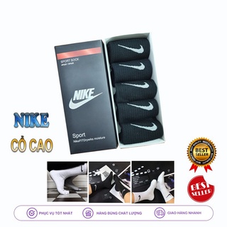 Tất Nike Cao Cổ [HỘP 5 ĐÔI] Vớ Nike Cao Cấp Chất Liệu 95% Cotton Làm Hộp Quà 
Tặng