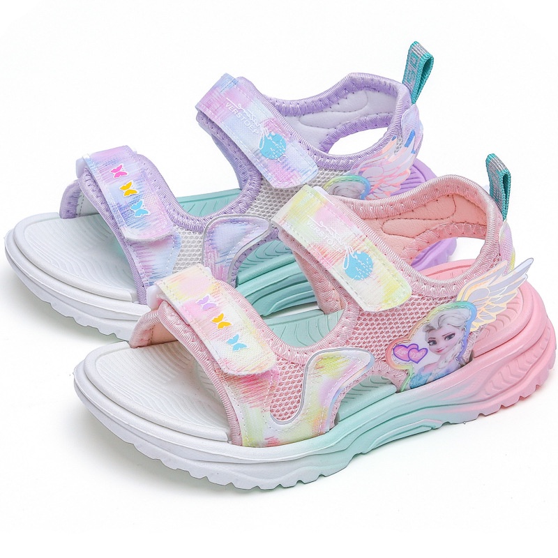 SUGE Size23-37 sandal bé gái Xăng đan đế mềm in họa tiết công chúa elsa dễ thương thoáng khí thoải mái thời trang đi biển dành