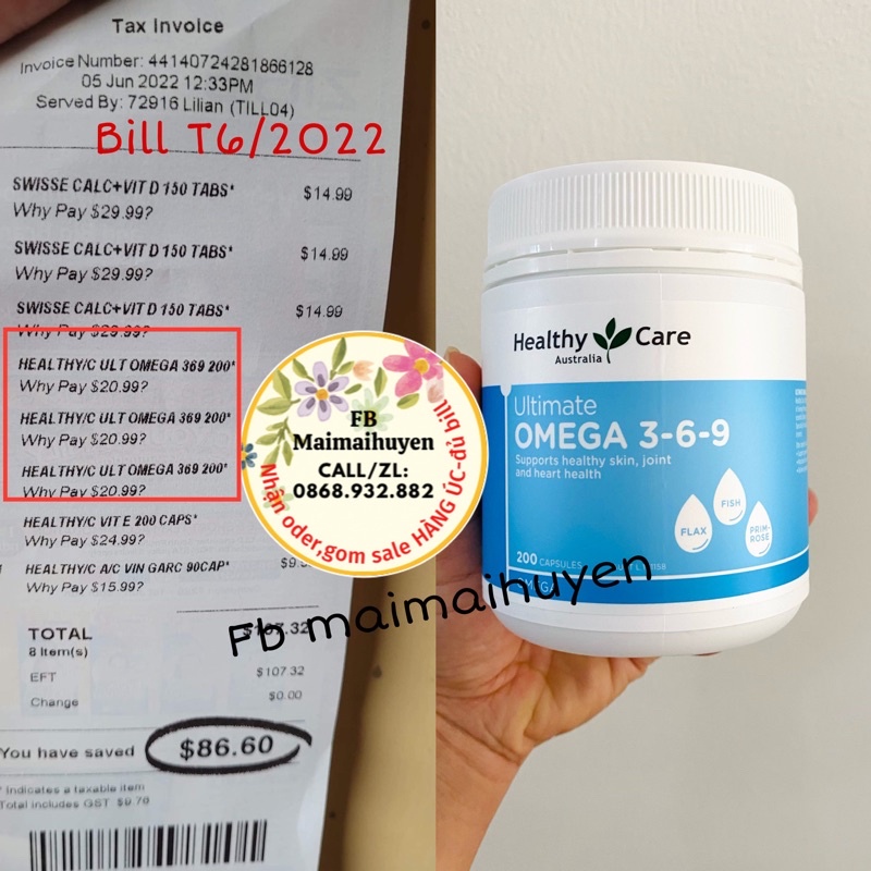 Omega 369 của Healthy Care Úc 200 viên