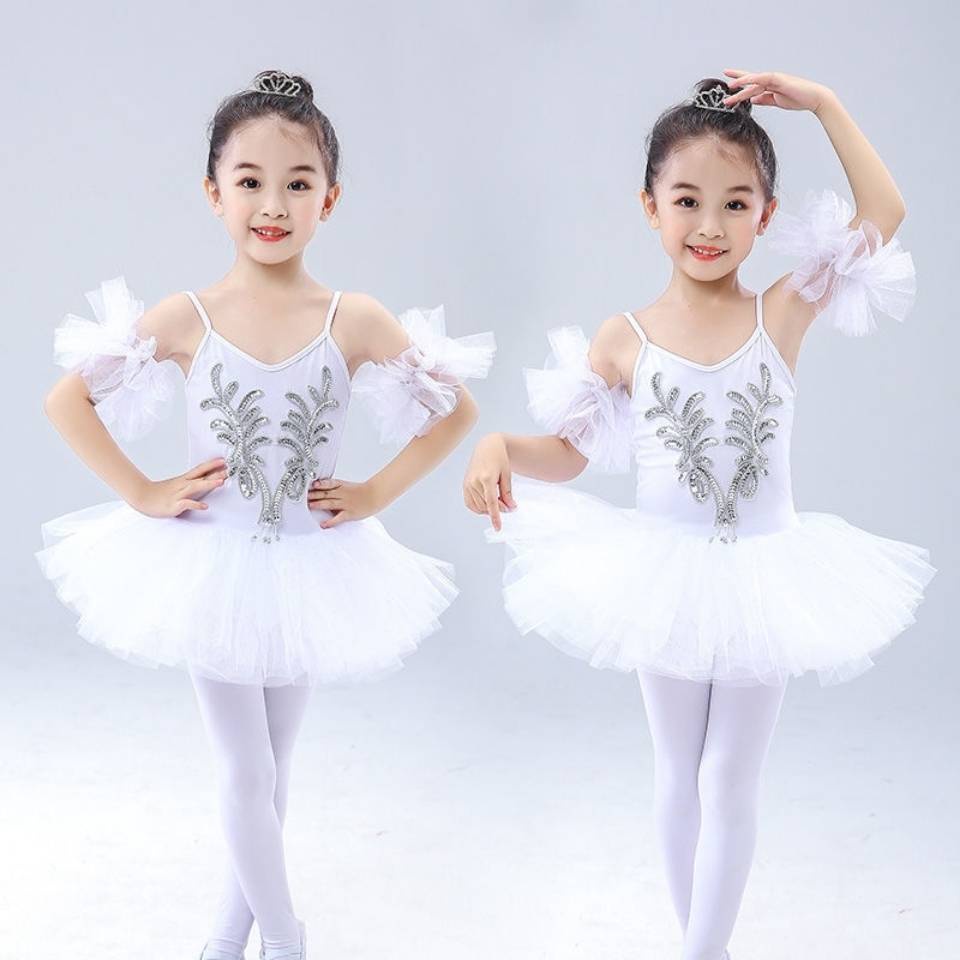 * * M Váy Múa Ba Lê Màu Trắng Hình Thiên Nga Nhỏ cho Bé Gái