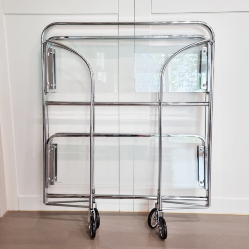 Giá để đồ 2 tầng trong suốt đa năng, có thể gấp gọn, có bánh xe, decor Forher.since1998