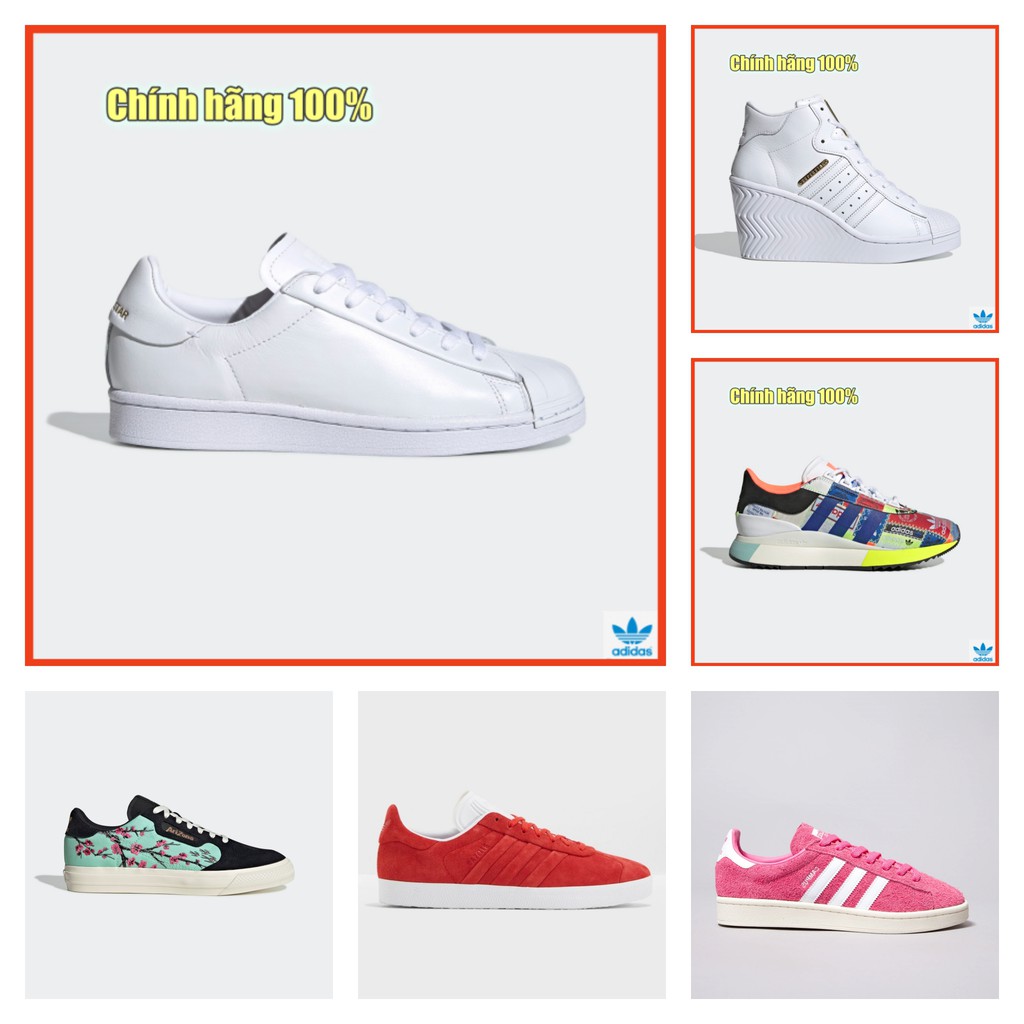 Giày Sneaker Adidas nữ chính hãng 100% lẻ size XẢ HÀNG các mẫu Superstar Gazelle Continental VULC Ellure...