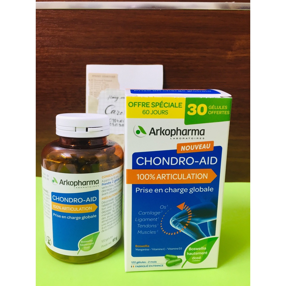 [mẫu mới] Viên bổ xương khớp Chondro - aid Arkopharma Pháp 120 viên Glucosamine