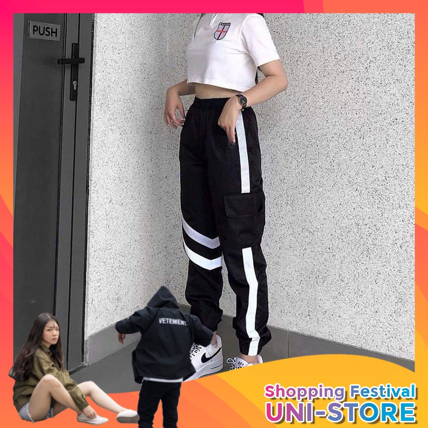 Quần Jogger Phản Quang Đen Túi Hộp Thể Thao Đen Poly 2 Da 4 Chiều Dày Dặn Cao Cấp Uni Store | BigBuy360 - bigbuy360.vn