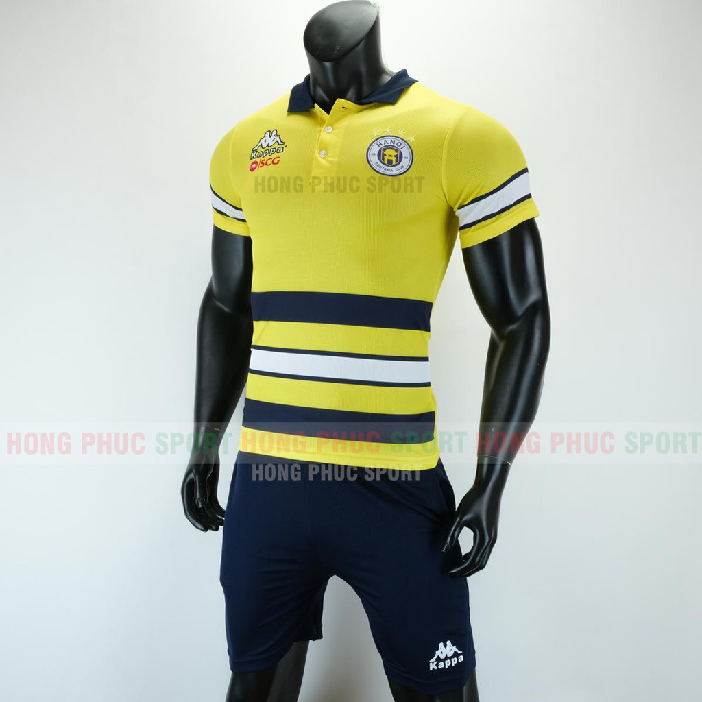 XẢ KHO BỘ QUẦN ÁO ĐÁ BÓNG THỂ THAO NAM CLB HÀ NỘI POLO VẢI DỆT 2019