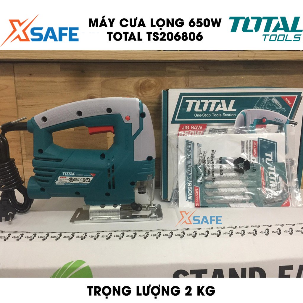 Máy cưa lọng 650W TOTAL TS206806 Tặng kèm 5 lưỡi cưa lọng, 1 bộ than Máy cưa lọng Total công suất 650W