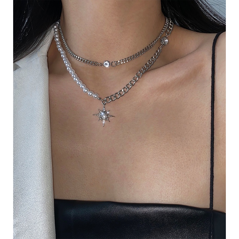 Vòng cổ Đính Ngọc Trai Và Ngôi Sao Phong Cách Harajuku Sang Trọng