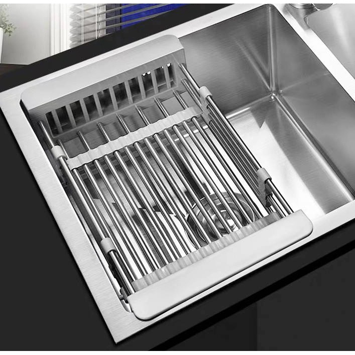 Kệ Giá Rổ Gác Bồn Rửa Chén,Kệ Gác Bồn Rửa Bát Inox Rút Gọn Siêu Tiện Lợi Đựng Rau Củ Quả Thực Phẩm MKS050