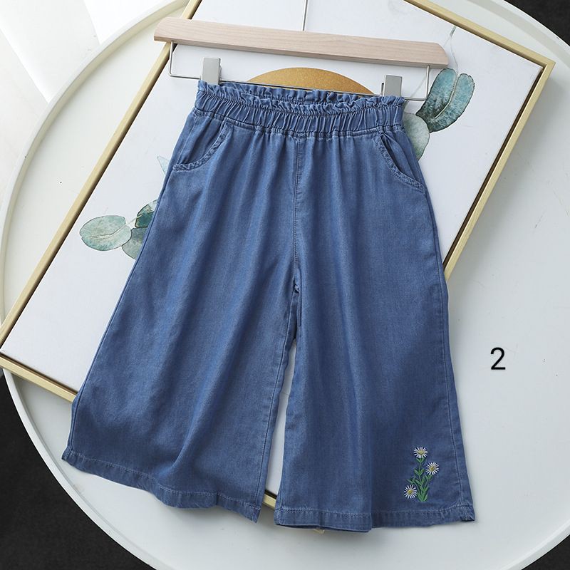 Quần Lửng ống rộng vải bò giấy cho bé gái size đại  23-47kg