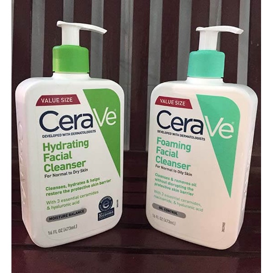 Sữa Rửa Mặt Cerave Dành Cho Da Dầu Mụn/Khô/Nhạy Cảm/Hỗn Hợp Bổ Sung Dưỡng Chất Phục Hồi Da 236ml 473ml - Derma Beauty