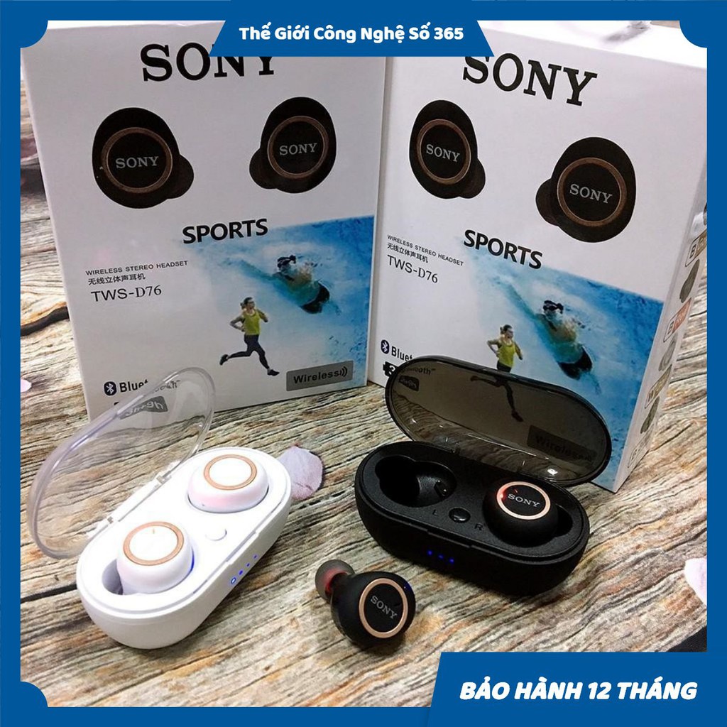 [Lỗi 1 Đổi 1] Tai Nghe Bluetooth Sony Sport Tws-D76 Rất Ấm, CNS.365 Bass-Treble Rõ Ràng, Bảo Hành 12 Tháng