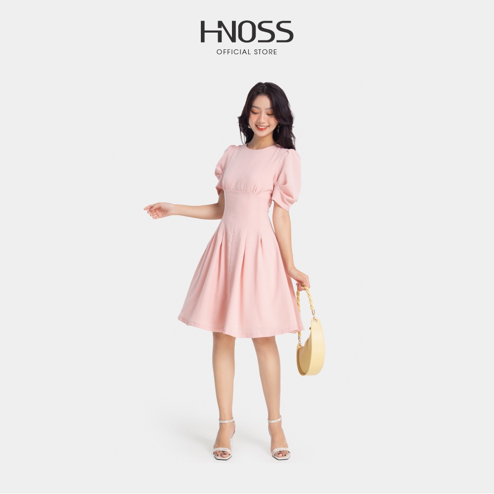 Đầm lửng nữ HNOSS kiểu dáng tay phồng HNDLU029