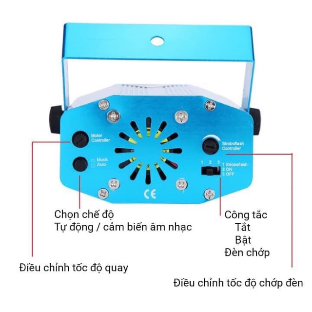 ĐÈN LASER SÂN KHẤU CHIẾU HOA VĂN CÓ 3 CHÂN ĐẾ