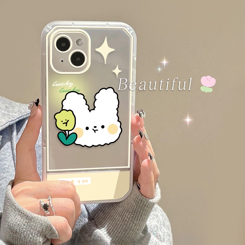 Ốp Điện Thoại Trong Suốt Chống Sốc Có Giá Đỡ Hình Thỏ Cho IPhone 13 12 11 Pro MAX X XR XS MAX 7 8 Plus 6 6S SE 2020