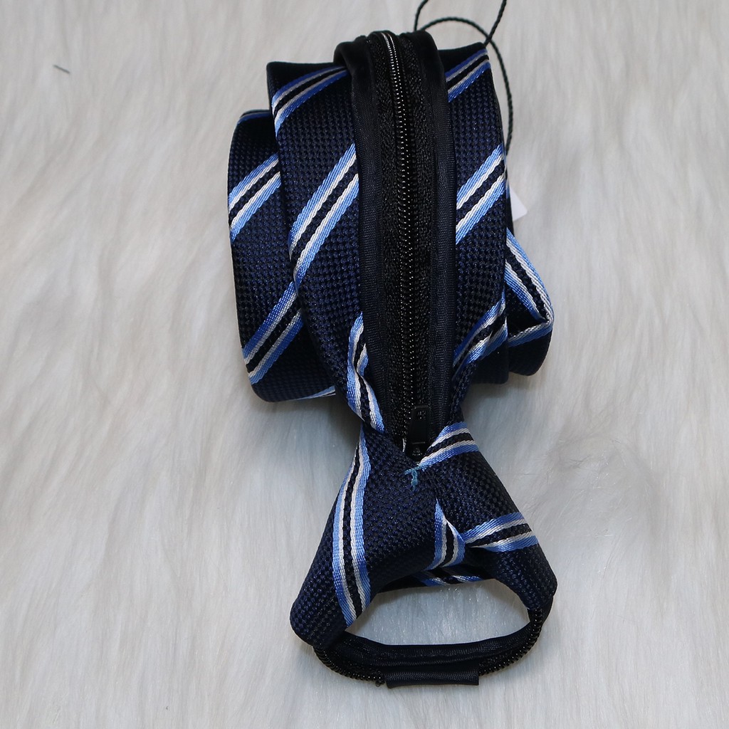 Cà vạt nam đen cho chú rể KING caravat công sở, thắt sẵn họa tiết kẻ sọc bản 6cm style hàn quốc C020