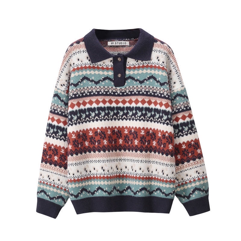 Áo Len Vintage Cổ Polo Unisex