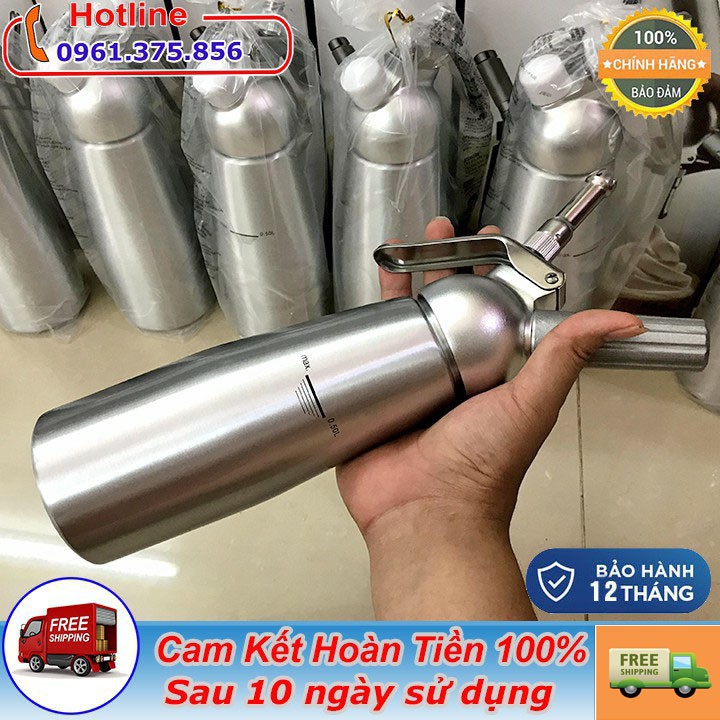 Bình xịt kem tươi cream whi.per 500ml inox [ Tặng kèm 1 viên gas mosa ]