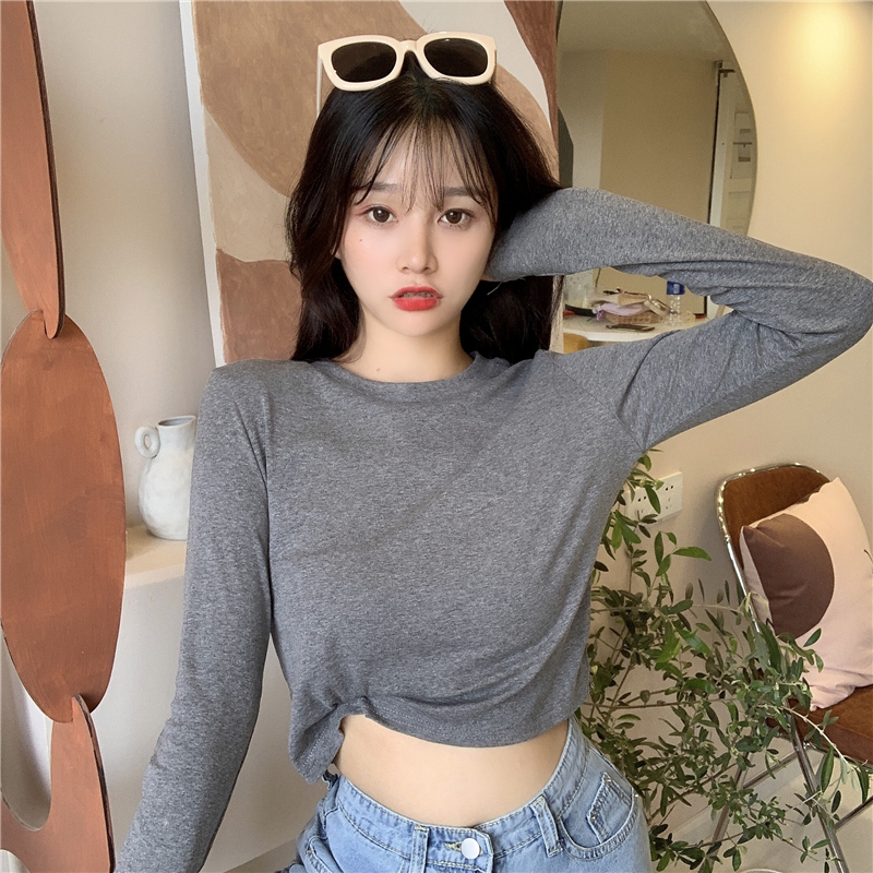 Áo thun SUXI lửng tay dài dáng rộng kẻ sọc ngang trẻ trung hợp thời trang